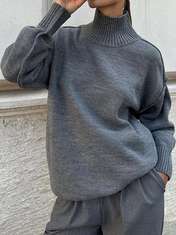 Thick and Loose Lazy Style Pullover Women's high Collar Warm Sweater
