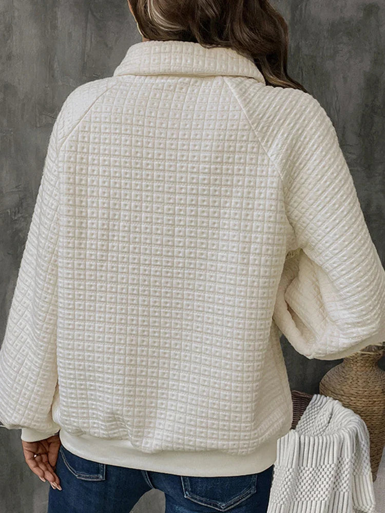 Women's Collared Long Sleeve V-Neck Polo Shirts Pullover Tops