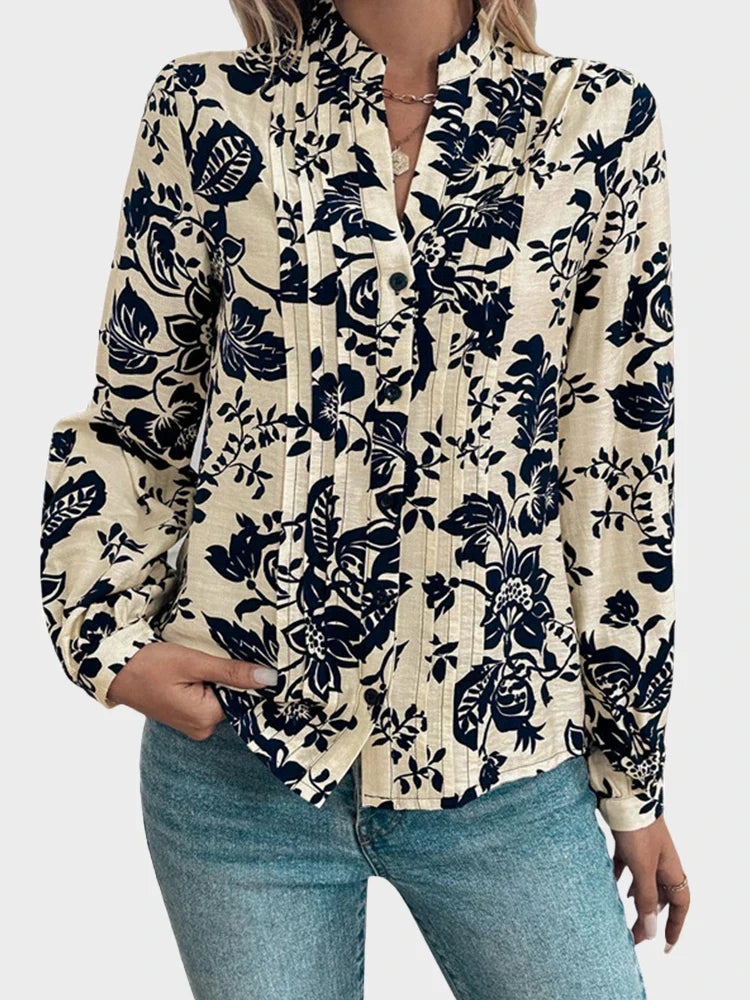 Womens Casual Button Down V Neck Long Sleeve Blouses