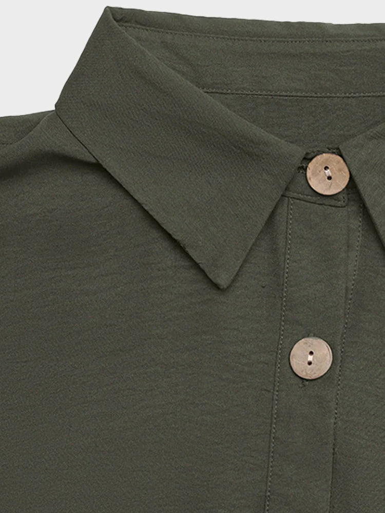 Women's Sleeveless Shirt Collar Belted Shirt Dress