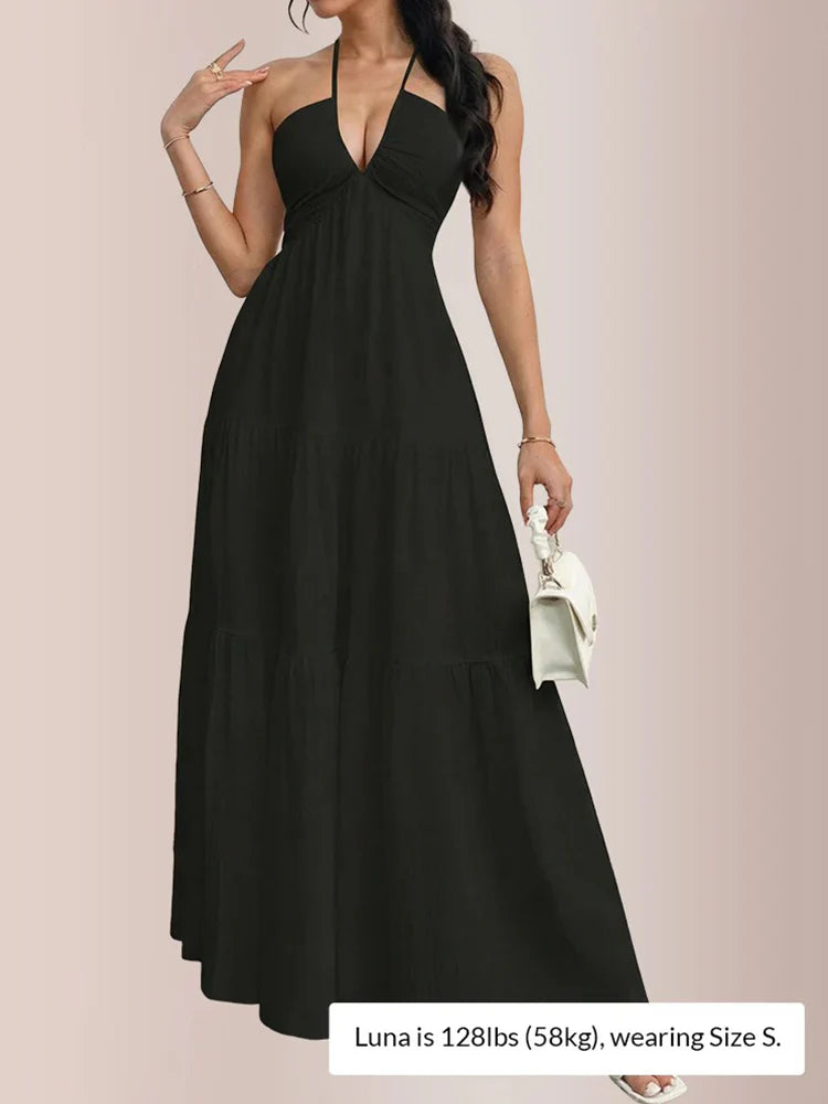 Halter Neck Tiered Maxi Dress