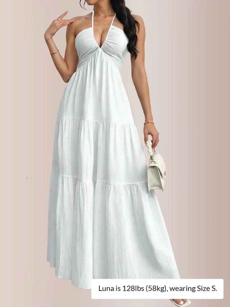 Halter Neck Tiered Maxi Dress