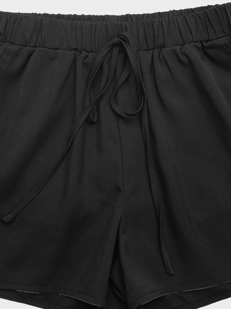 Womens Shorts Casual Loose Elastic Waist Drawstring Shorts
