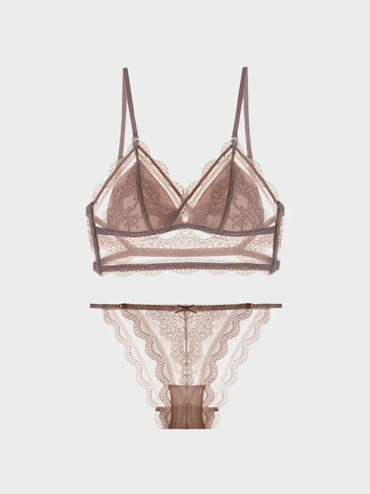 Womens Lace Bralette Sexy Wireless Bralettes Bra Set
