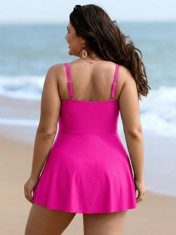 Womens One Piece Swimsuit Tummy Control Bathing Suit Criss Cross Front Swim Dress Beach Skirt