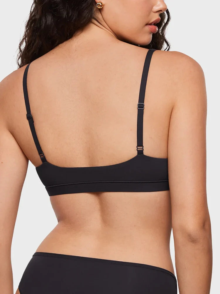 Womens Wireless Triangle Bralette Plunge Unlined Seamless Bras