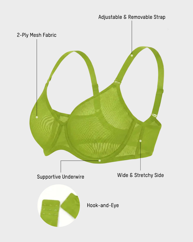Seamless Mesh Unlined Underwire Minimizer Bra