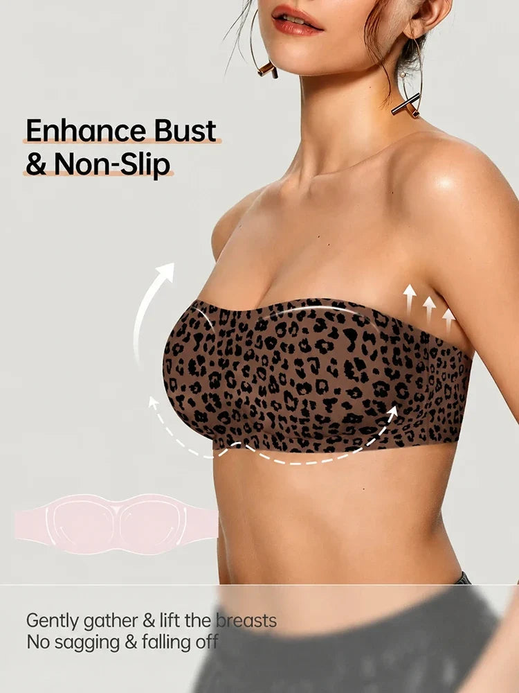 Women's Strapless Wireless Seamless Jelly Push Up Bra