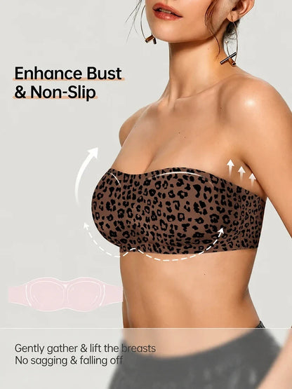 Women's Strapless Wireless Seamless Jelly Push Up Bra