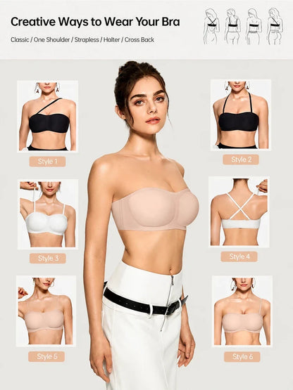Women's Strapless Wireless Seamless Jelly Push Up Bra