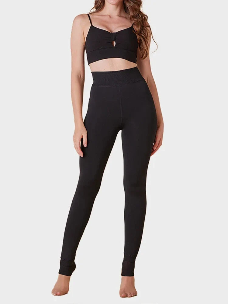 Women's Solid Color Fleece-Lined Thermal Tights