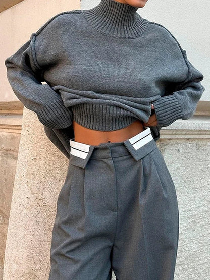 Thick and Loose Lazy Style Pullover Women's high Collar Warm Sweater