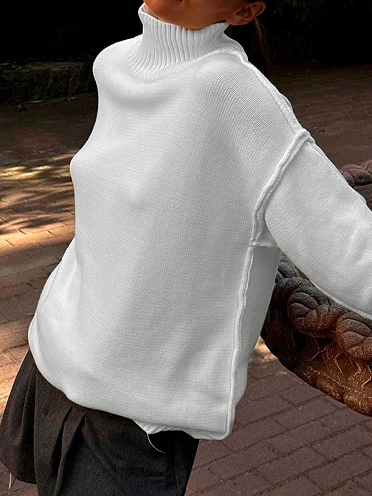 Thick and Loose Lazy Style Pullover Women's high Collar Warm Sweater