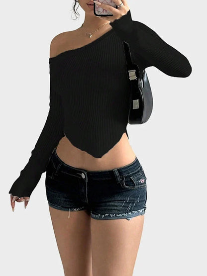 Women's Long Sleeve Off Shoulder  Sexy Going Out Slim Fit Knit