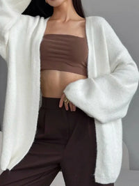Faux alpaca cardigan loose lazy style