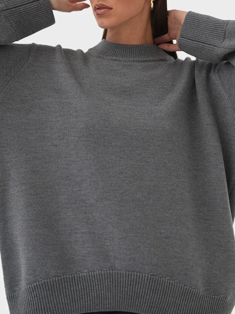Long Sleeve Crew Neck Knit Oversized Sweater
