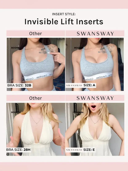 Swansway Invisible Lift Bra Inserts – Invisible Sticky Pads for Low-Cut Outfits