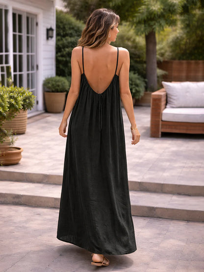 Women's Solid Color Backless Cami Dress