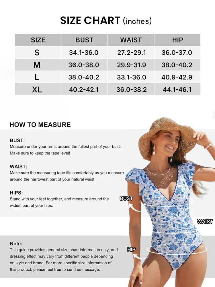 Ruffled V-Neck Tummy Control One-Piece Swimsuit