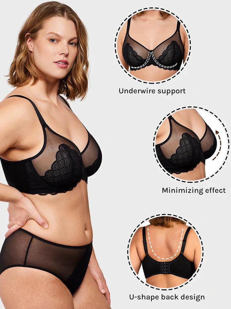 Scalloped Lace Underwire Bra for Fuller Busts