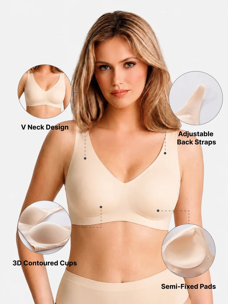 Wireless Comfortable Push-Up Deep V Seamless Jelly Bra
