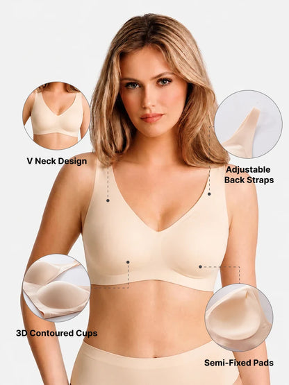Wireless Comfortable Push-Up Deep V Seamless Jelly Bra