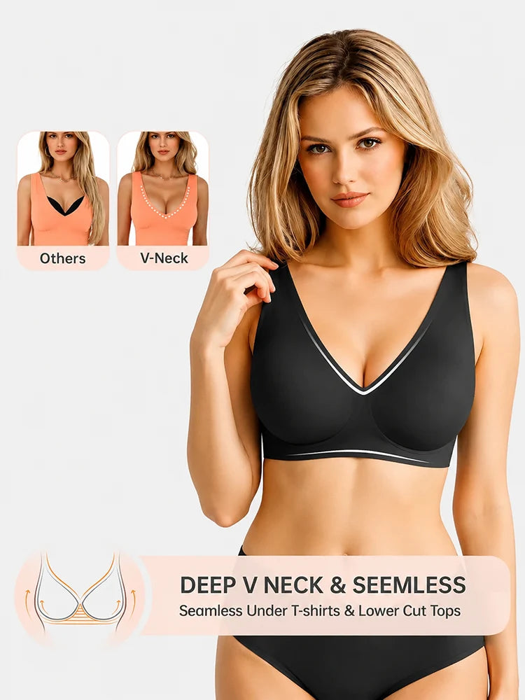Wireless Comfortable Push-Up Deep V Seamless Jelly Bra