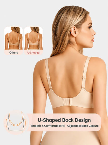 Wireless Comfortable Push-Up Deep V Seamless Jelly Bra