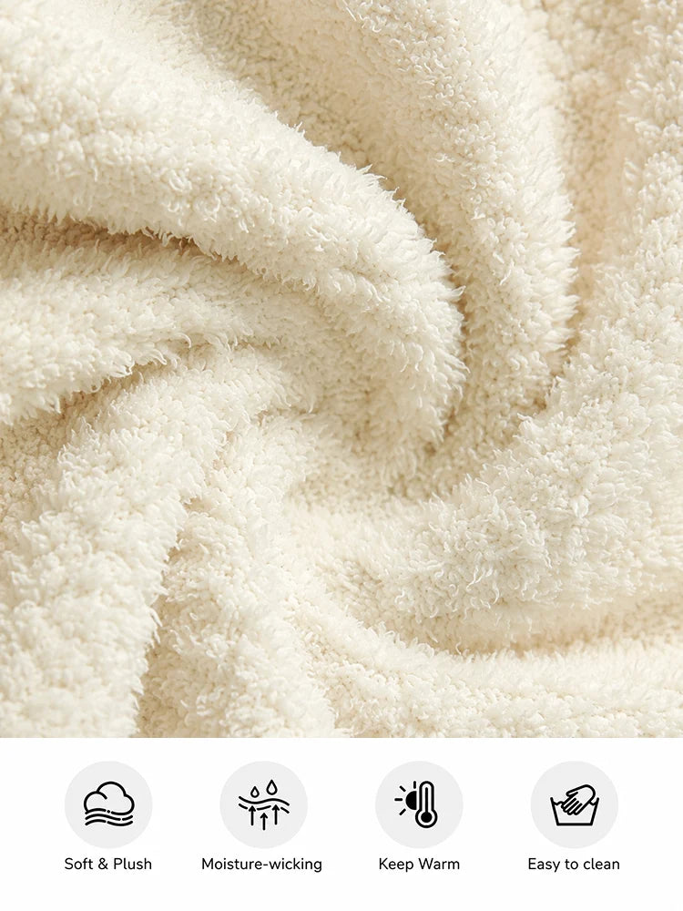 Women's Cozy Long Plush Fleece Robe with Pockets