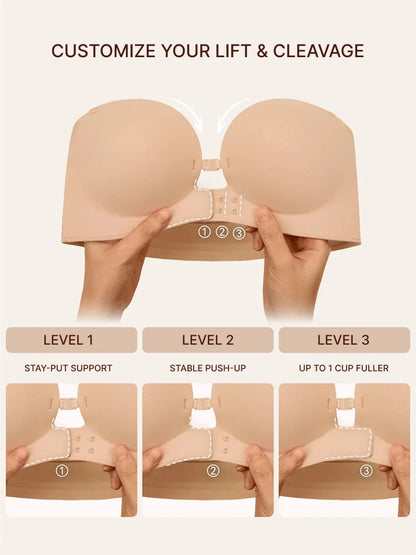 Women's Strapless Front Closure Push-Up Bra