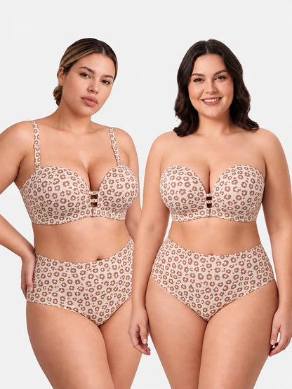Plus-Size Women's Strapless Double Front Clasp Push-Up Bra (Fits D/DD/F Cups)