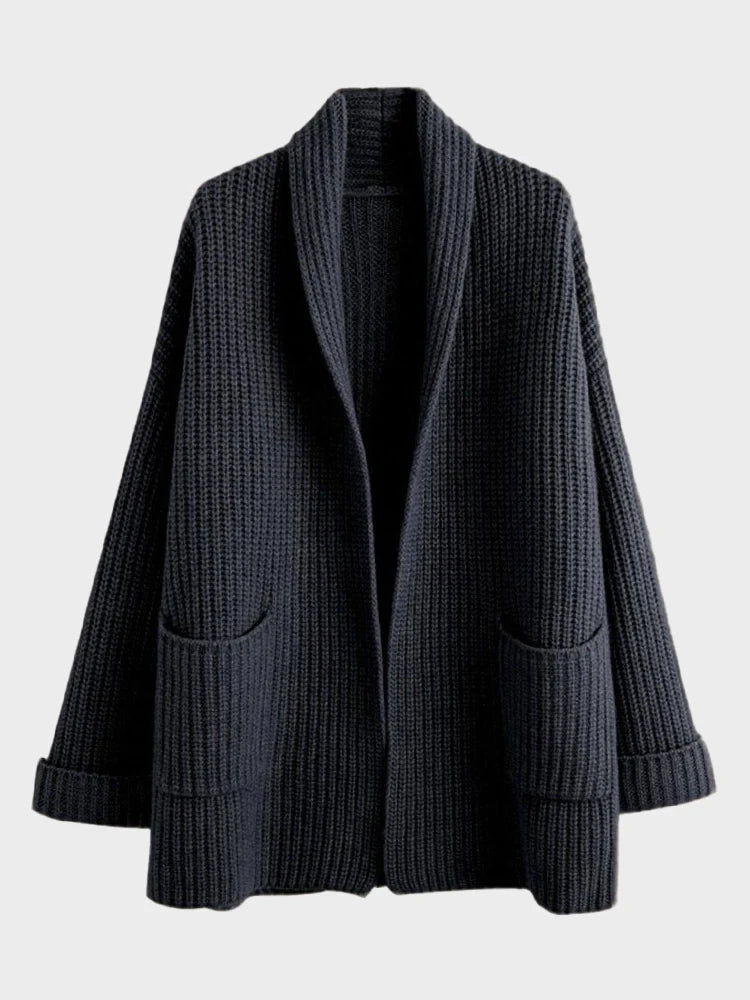 Women's  Open Front Oversized Button V Neck Loose Soft Knit Cardigan Outwear