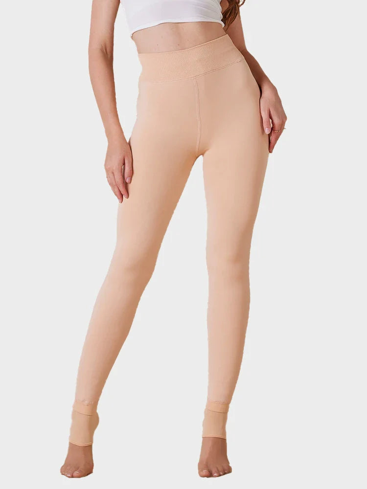 Women's Solid Color Fleece-Lined Thermal Tights