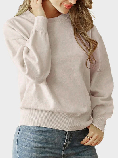 Women's Heart Print Crew Neck Sweater