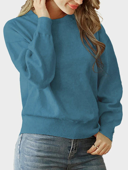 Women's Heart Print Crew Neck Sweater