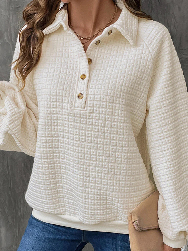 Women's Collared Long Sleeve V-Neck Polo Shirts  Pullover Tops