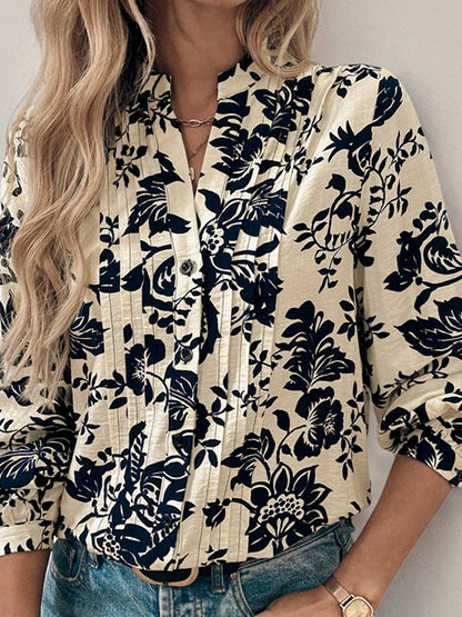 Womens Casual Button Down V Neck  Long Sleeve Blouses