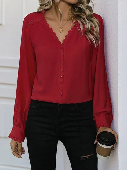 Women's Button Down Shirts V Neck Blouses