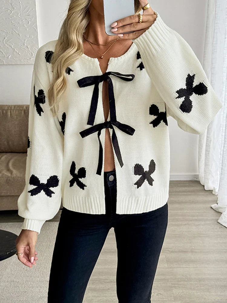 Women's Bow Graphic Cardigan