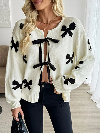 Women's Bow Graphic Cardigan