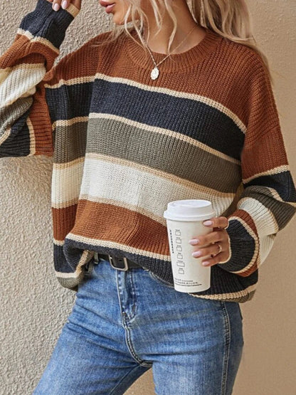 Classic Striped Long Sleeve Crewneck Sweater