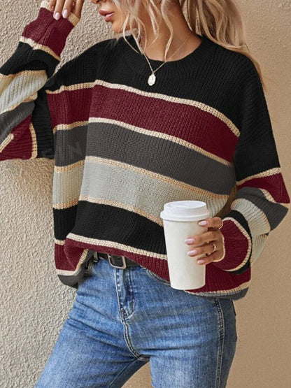 Classic Striped Long Sleeve Crewneck Sweater