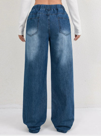 Women's Drawstring Wide Leg Jeans