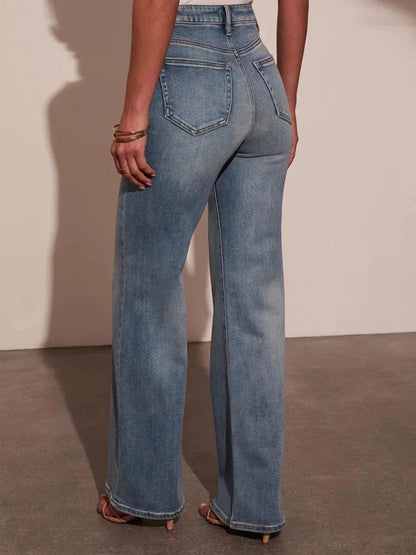 Women's Jeans High Waisted Straight Leg Stretchy Jeans