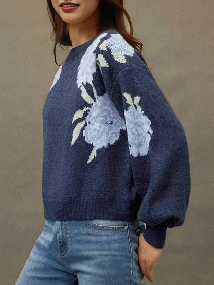 Women’s Floral Jacquard Knit Sweater