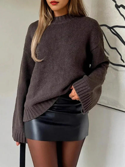 Solid Color Knit Sweater