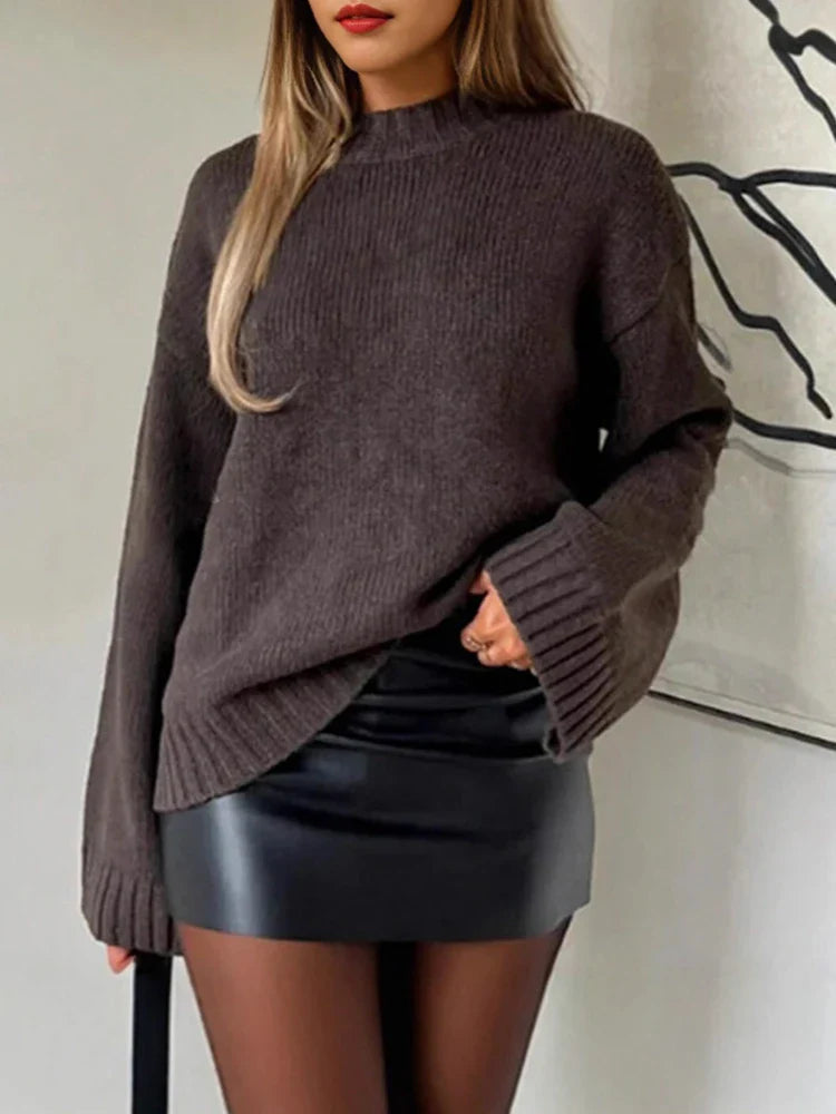 Solid Color Knit Sweater