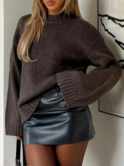 Solid Color Knit Sweater