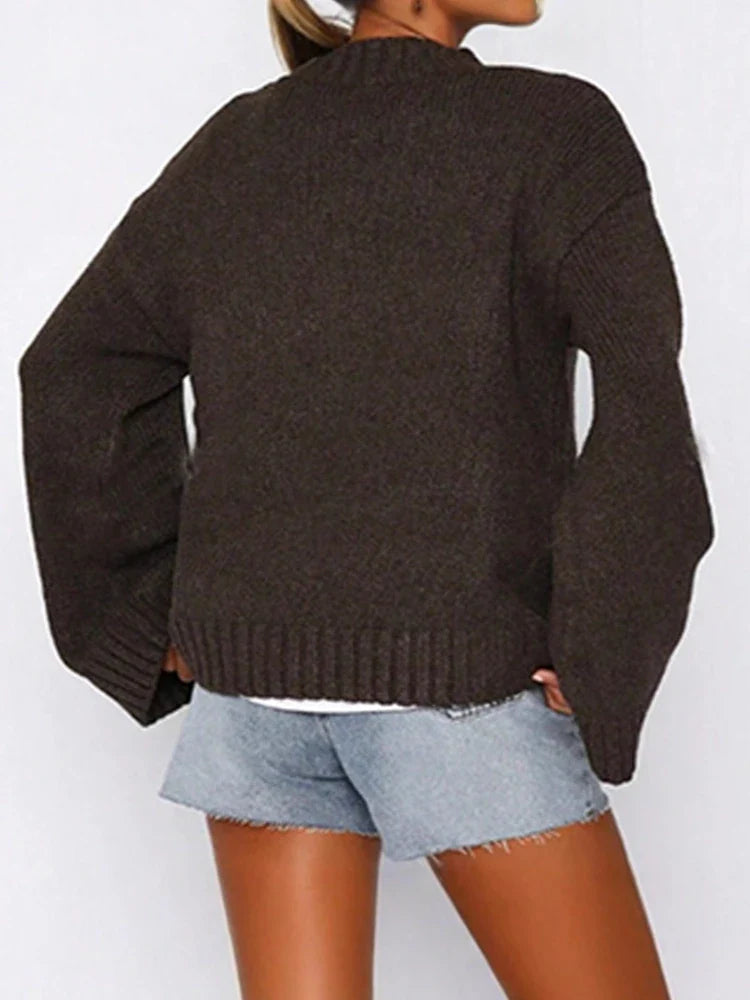 Solid Color Knit Sweater