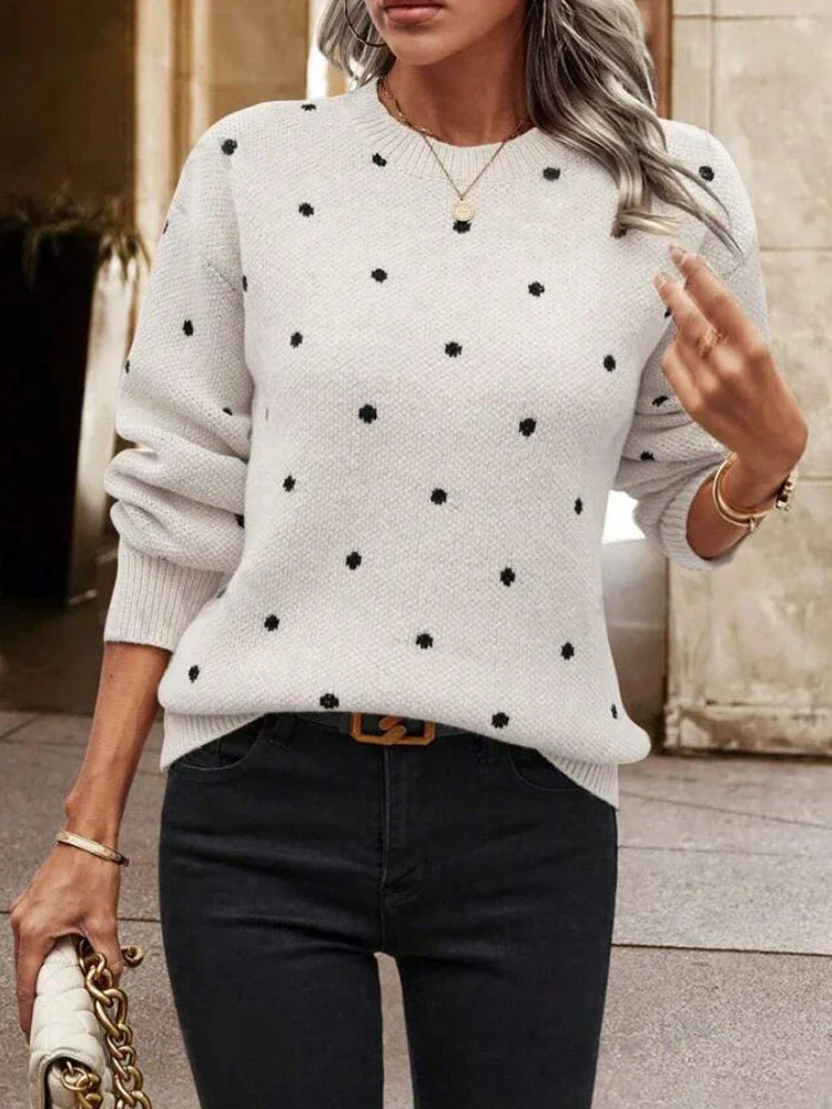 Polka Dot Jacquard Knit Sweater